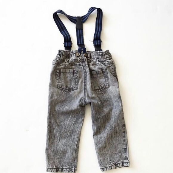 Joe fresh gray soft denim suspender pants EUC 6-12 - Picture 3 of 3